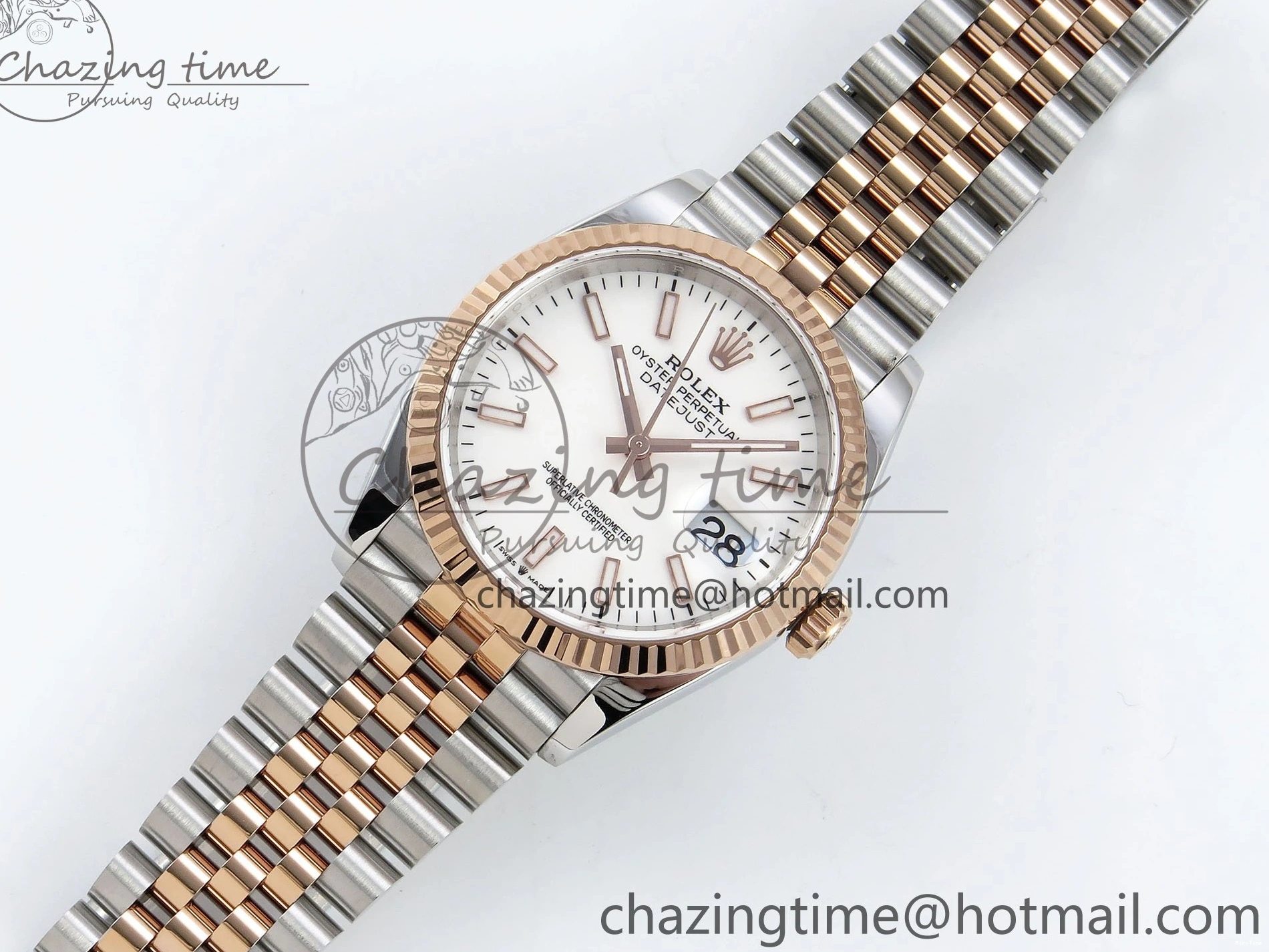 MiroTime 1222 DateJust 36 126231 APF 1:1 Best Edition 904L Steel White Sitck Dial on SS RG Jubilee Bracelet VR OnTrend 1589